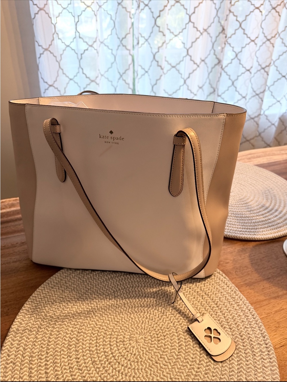 kate spade Cream and Tan Two-Tone Leather Tote